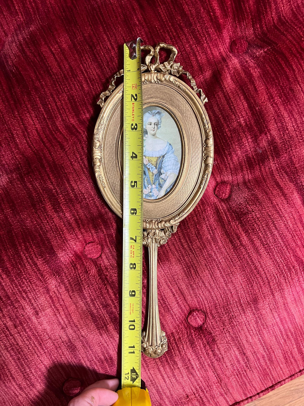 Victorian Style Brass Hand Mirror, Marie Antoinette Portrait, Rococo Decor