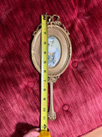 Victorian Style Brass Hand Mirror, Marie Antoinette Portrait, Rococo Decor