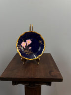 Vintage Cobalt Blue Porcelain Diner Set 22K Gold Hand Painted Bavaria Waldershof Floral Tea Set 12 Place Settings