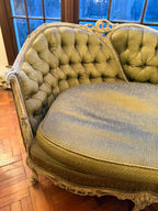Antique French Louis XV Style Tufted Canapé  Antique French Sofa Ornate Carved Frame Reupholstery Louis XV Style Circa 1900s Luxurious Sofa