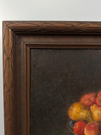 Vintage Oil Painting Still Life, Fruit Bowl Artwork, Classical Dark Background, Framed Traditional Wall Art