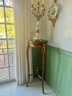 Antique French Candelabra Pair Porcelain Floral Gilt Bronze Five Arm Candle Holders Rococo Style Elegant Table Mantel Centerpiece Decor