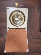Vintage Ice Cycle Tricycle Ice Bucket Wine Cooler Bar Cart Brass & White Wood Barware