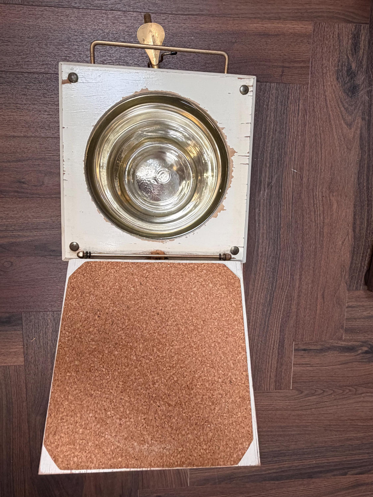 Vintage Ice Cycle Tricycle Ice Bucket Wine Cooler Bar Cart Brass & White Wood Barware