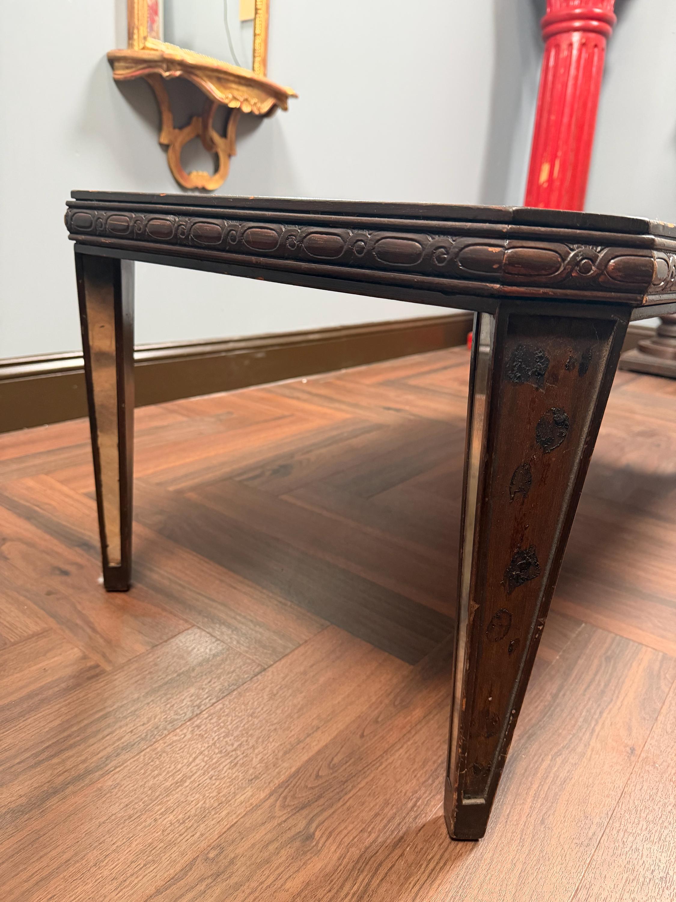 Vintage Italian Chinoiserie Coffee Table, Hand Painted Asian Scenic Glass Top