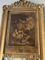 Antique French Trumeau Wall Mirror Ornate Gold Frame Etching Glass Rococo Style Large Gilded Victorian Decoration Hallway Accent Piece