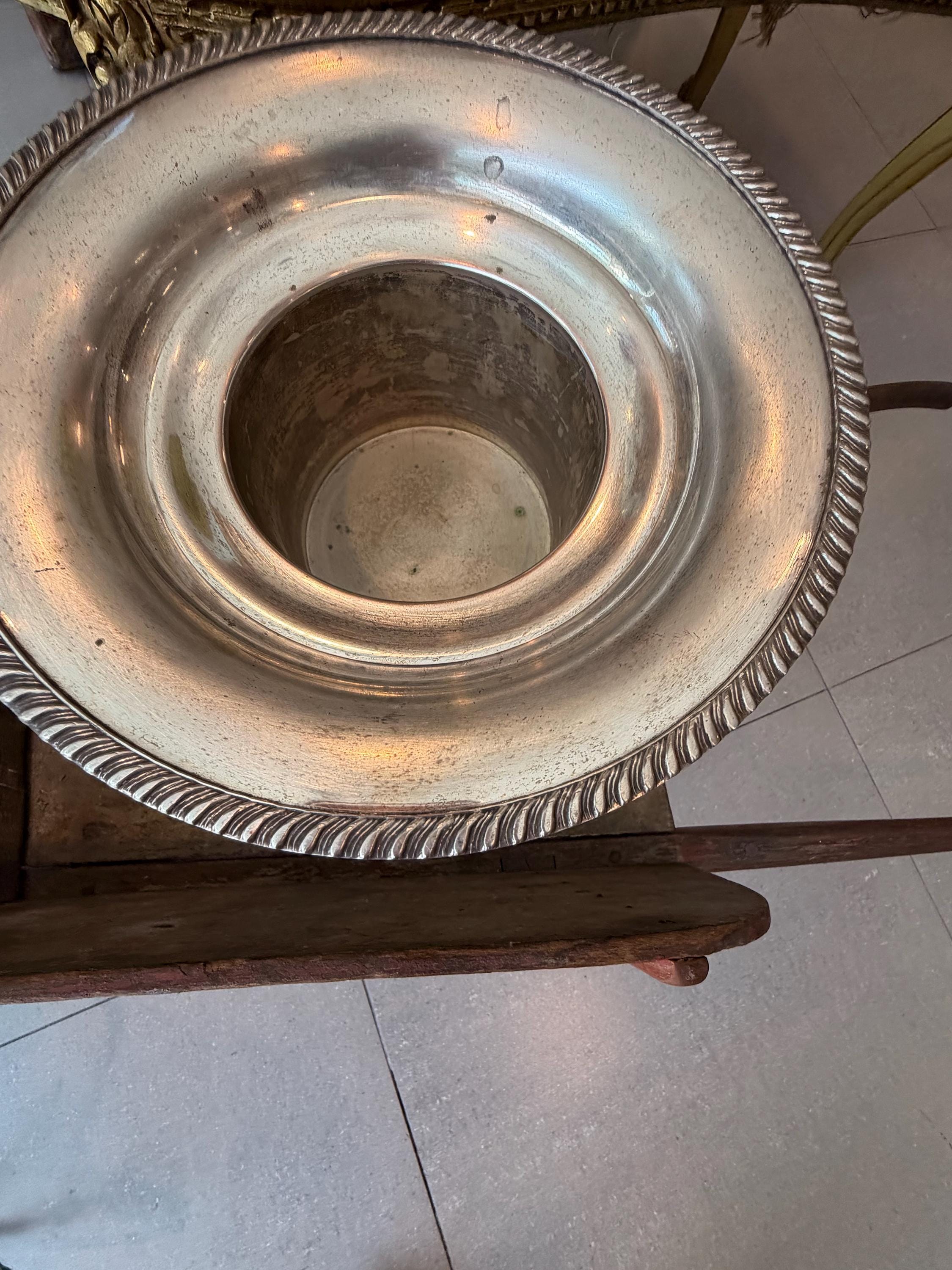 Vintage Silver Plate Champagne Bucket Urn Vase with Handles, Decorative Wine Cooler Centerpiece