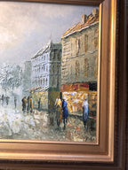 Pair Of Vintage Original Oil Painting Paris Scene Signed Gold Wood Framed Wall Art Collectible Painting. 21 1/2" 17 1/2"