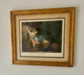 Antique French Le Verrou Fragonard Color Engraving Gilt Wood Framed Romantic Rococo Art Print Wall Decoration Elegant Parisian Style Piece