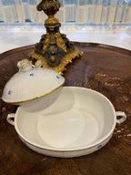 Vintage Herend Porcelain Covered Dish Floral Gold Accents Rose Handle Hungary Handmade Elegant Collectible Kitchen Centerpiece Tableware
