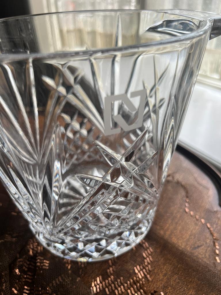 Vintage Cut Crystal Ice Bucket Elegant Starburst Design Heavy Clear Glass Handles Barware Centerpiece Gift Idea Display Timeless Charm