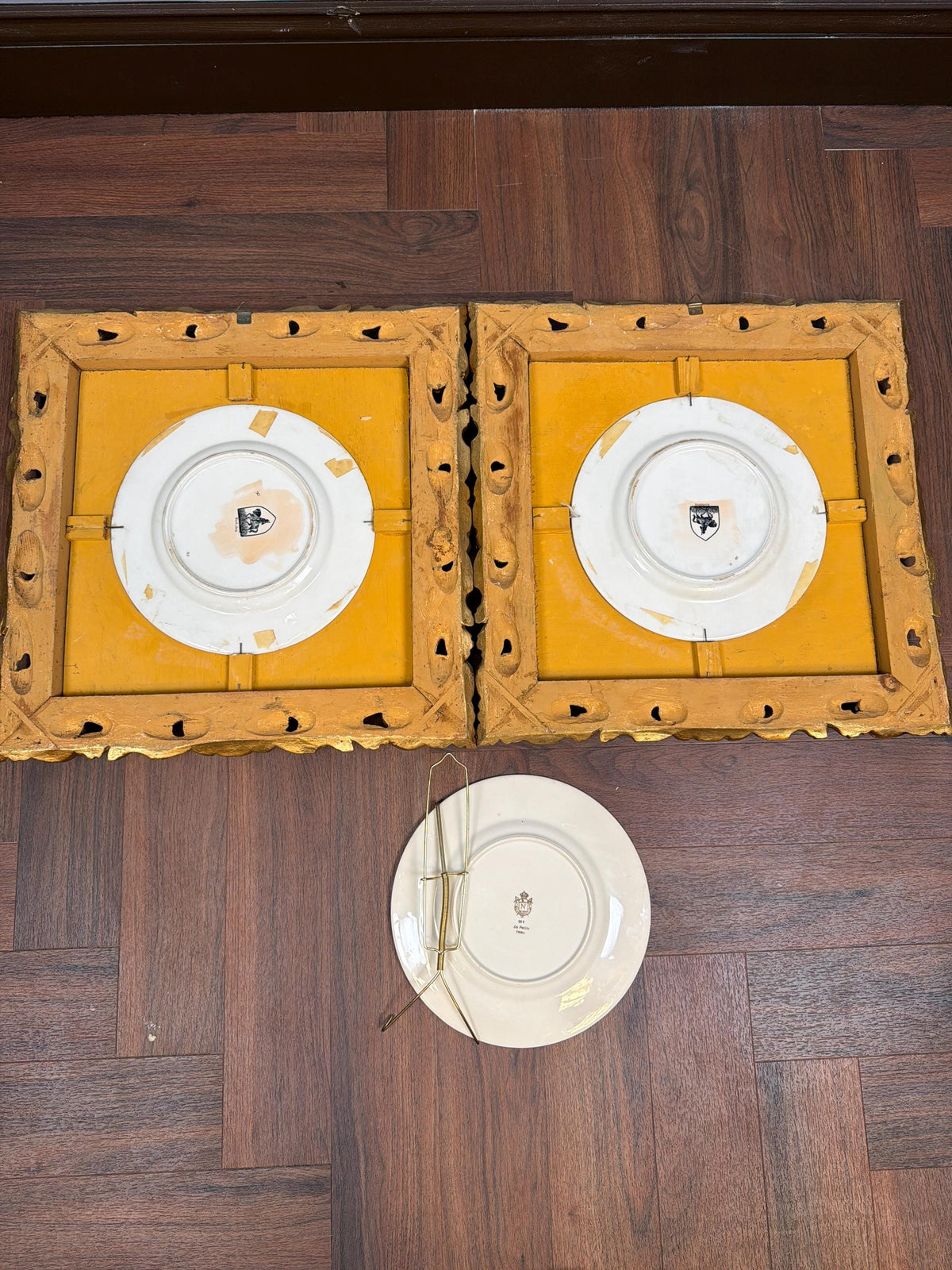 Vintage Gilt Framed Porcelain Portrait Plates Set of 3, Rococo Victorian Lady Wall Decor