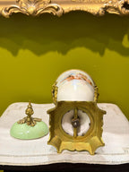 Antique French Porcelain Ormolu Lidded Urn Vase, Cherub Putti Painted Decorative Vase