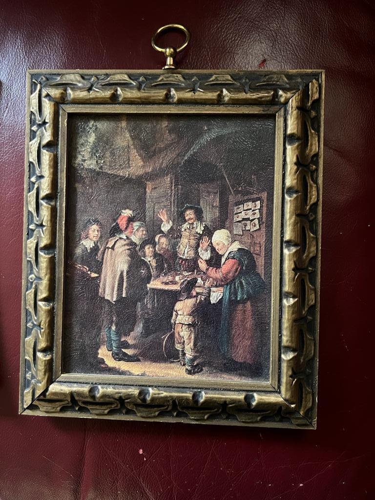 Vintage Dutch Rococo Style Wall Art Set Gold Baroque Frames Romantic Scene Painting Antique Decoration Elegant Interior Accent Gift Idea