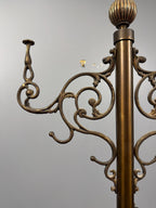Antique Brass Rococo Revival Coat Stand | Ornate Victorian Entry Hall Tree