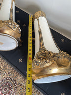 Pair of Antique Gold Gilded Porcelain Art Nouveau Austria Pottery Tall Vases by Julius Dressler Collectible Home Decor Rare Unique Pieces