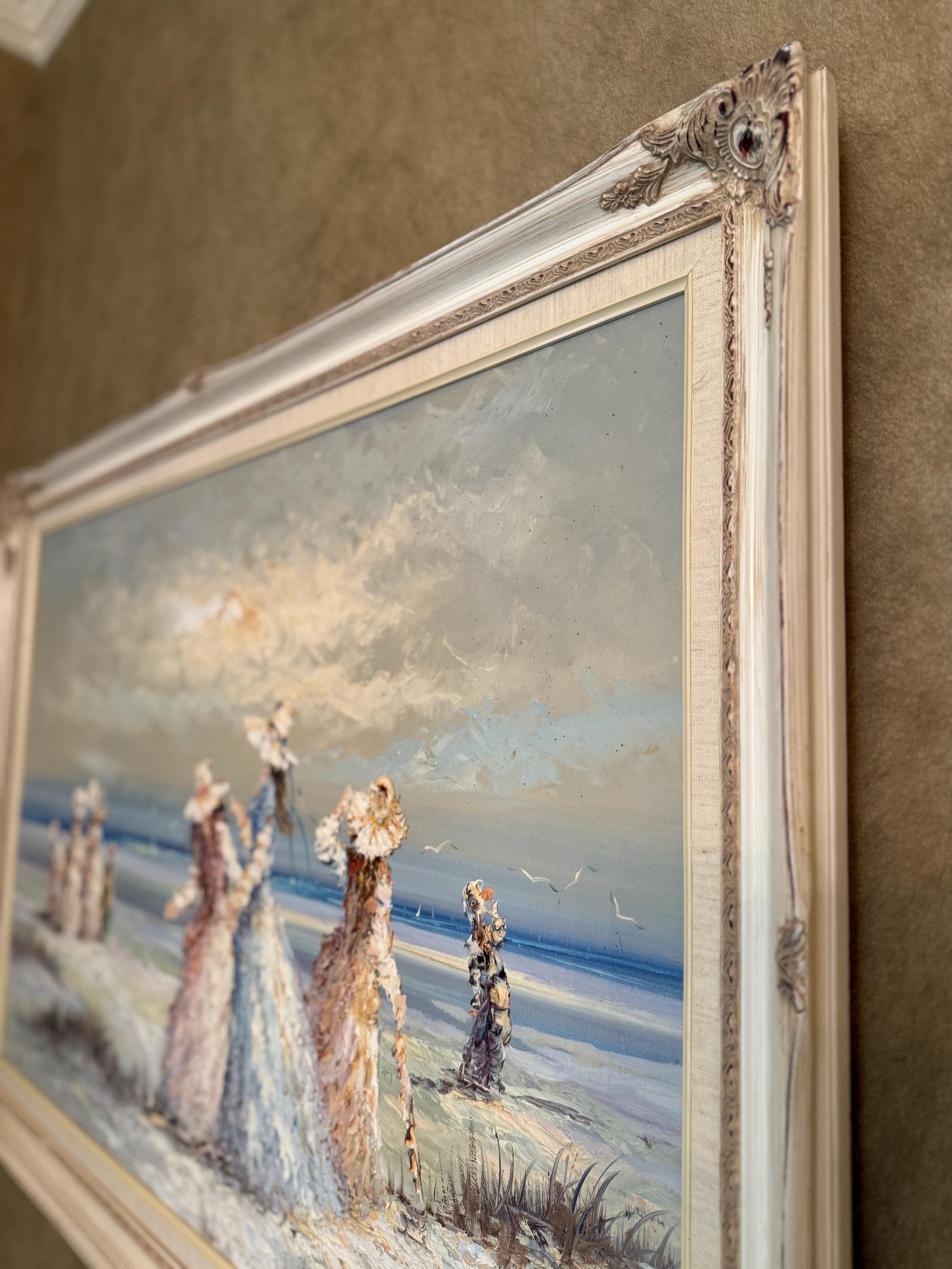 Women on the Beach Impressionist Oil Painting Mid‑Century Impressionist Women Pastel Portrait Seaside Oil Painting Victorian Lady Artwork