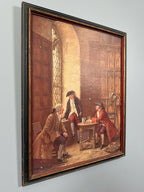 1929 Signed British Genre Old Print – Georgian Tavern Interior Scene, Early 20th Century Historical Revival Artwork