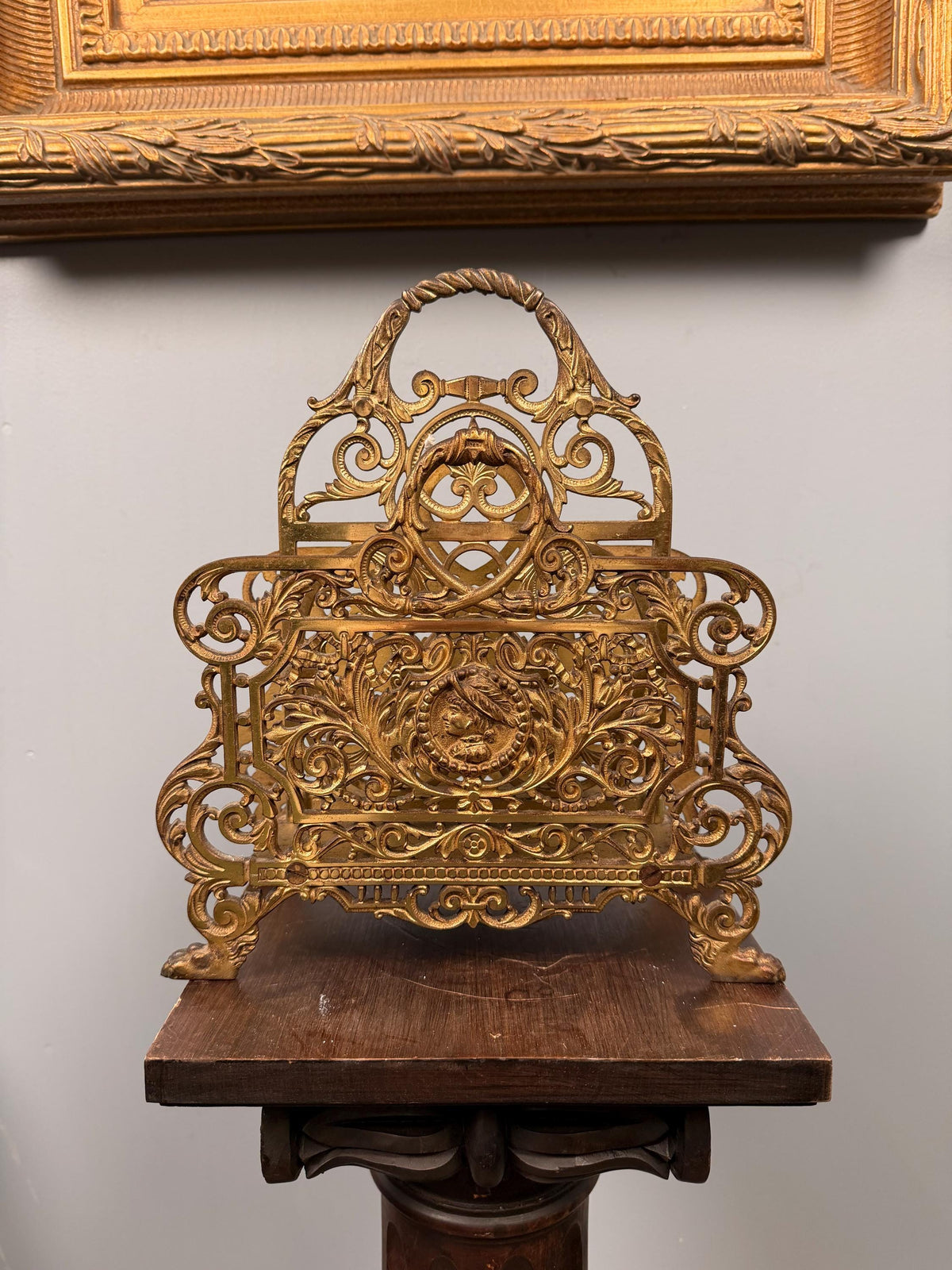 Antique Cast Iron Letter Magazine Holder Ornate Victorian Desk Organizer  Bradley  Hubbard B&H