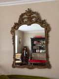 Vintage French Baroque Style Ornate Gold Gilt Wood Framed Mirror (56x36)