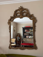 Vintage French Baroque Style Ornate Gold Gilt Wood Framed Mirror (56x36)