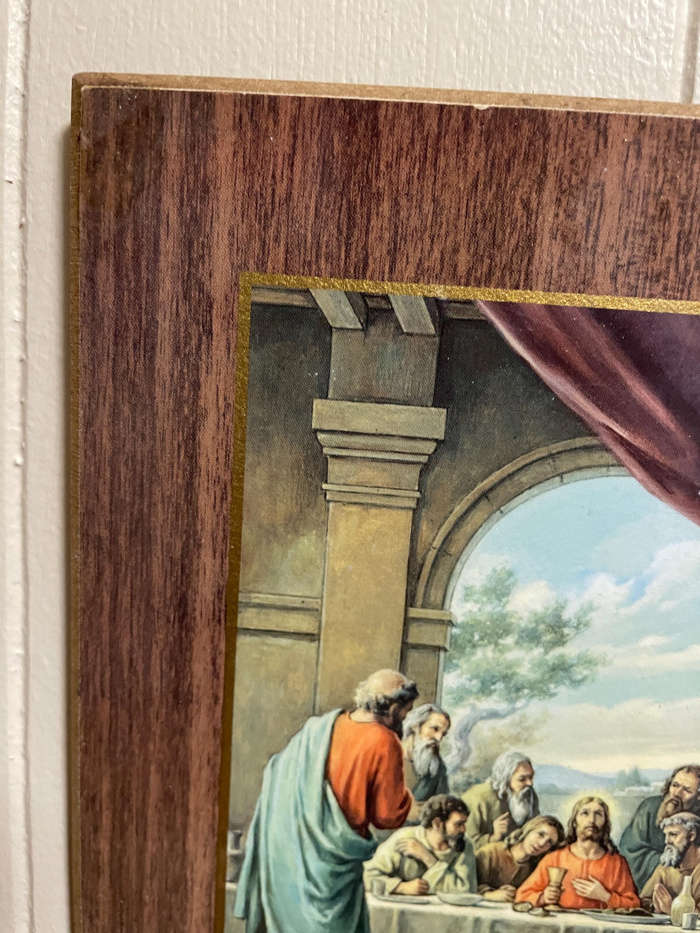 Vintage Small Framed Last Supper Print   religious Wall Hanging Christmas Gift Christian Art Religion Home Church Decorations Wall Art