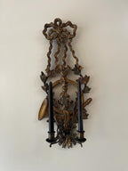 Pair of Early 20th Century Large Gilded Wood 2 Arm Wall Sconces From Italy