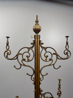 Antique Brass Rococo Revival Coat Stand | Ornate Victorian Entry Hall Tree
