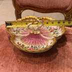 Antique German Hand-Painted Floral Gilt Porcelain Serving Dish, Rococo Candy Bowl