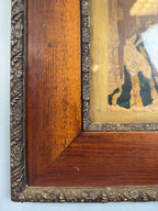 Antique Victorian Oak Frame with Romantic Scene Print, Ornate Gesso Trim, 19th Century Style Wall Art