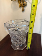 Vintage Clear Pressed Glass Drinkware Set with Mini Pitcher, Elegant Cut Glass Look Set of 8 Goblets & Small Jug Footed Glasses