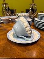 Wedgwood Queen’s Ware Blue Embossed Lunch/Tea Set, Of Etruria Barlaston England