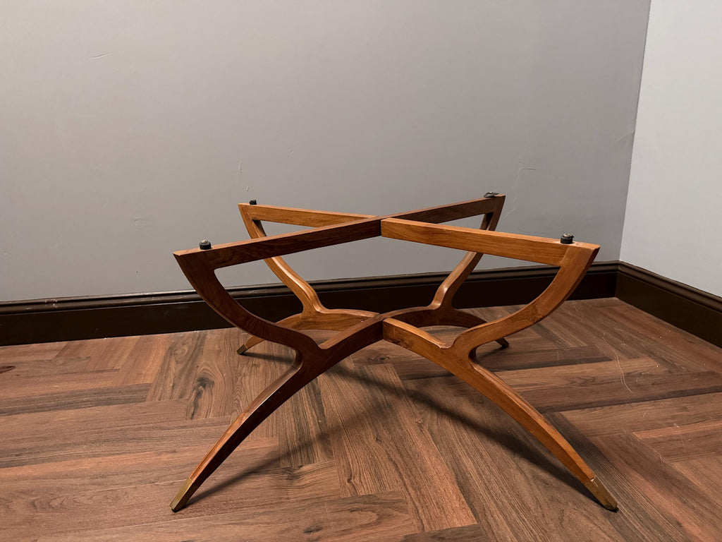 Vintage Brass Tray Table Folding Wood Base, Middle Eastern Moroccan Style Round Coffee Table