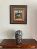 Vintage Matching Hand-Painted Vase Framed Oil Painting Set Zebra Art Wildlife Vase Set Same Artist Wall Art Wood Frame Floral Animal Motifs