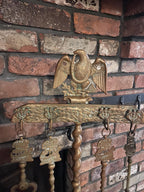 Antique Brass Rare Fireplace Tool Set Eagle Motif Decorative Hearth Accessory Brass Fireplace Tool Set with Eagle Motif and Twisted Stand