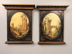 Vintage Pair Neoclassical Grand Tour Wall Panels Roman Ruins Architectural Prints Framed Art