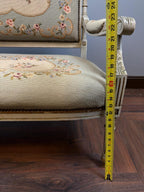 Vintage French Settee – Louis XVI Style Floral Needlepoint Loveseat