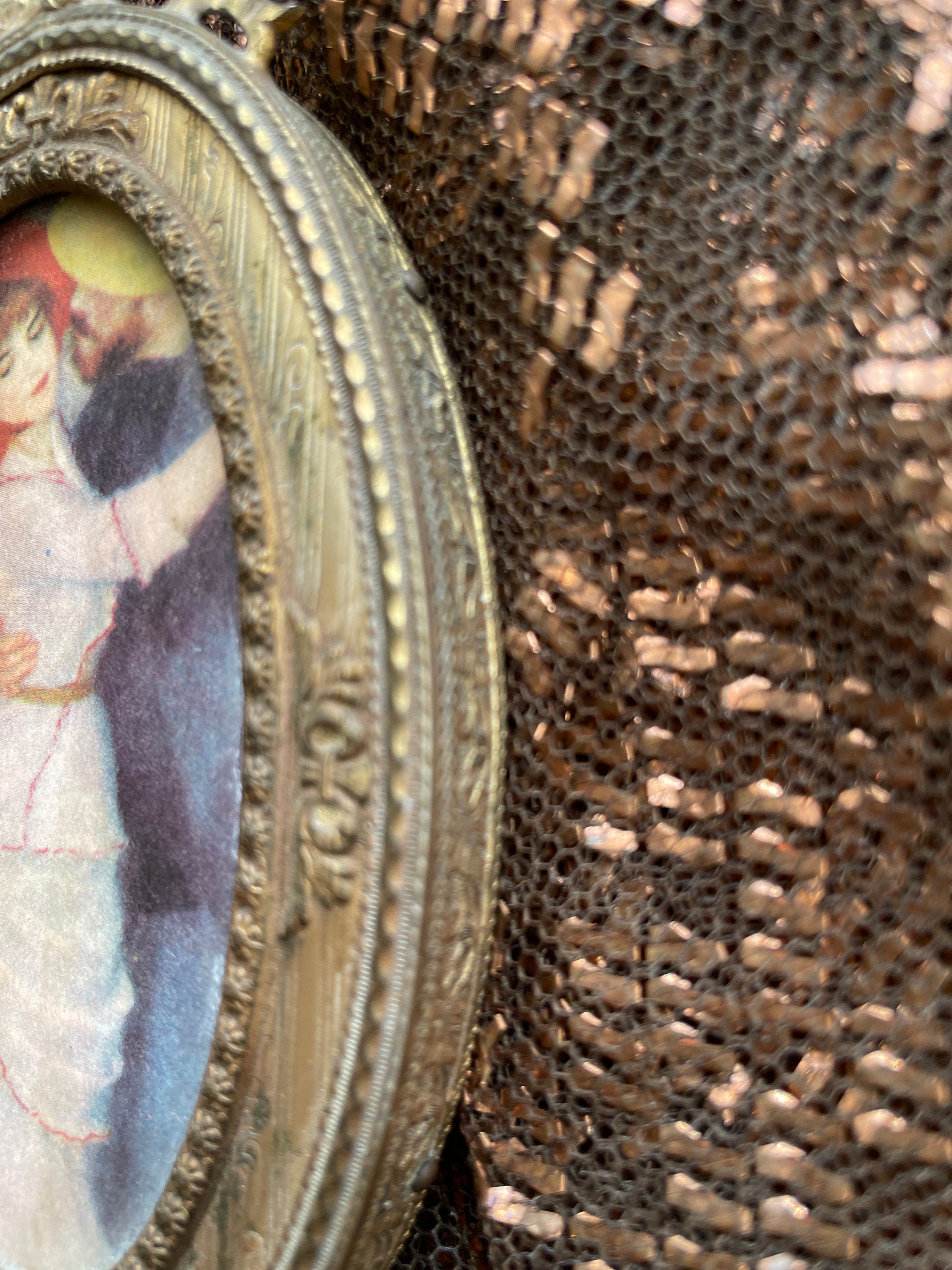 Vintage Oval Brass Framed Renoir Prints Romantic Wall Art Pair French Style Home Decoration Classical Couple Mother Child Portrait Set
