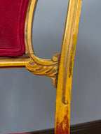 Vintage Louis XVI Giltwood Chair, Raspberry Pink Velvet Upholstery, French Neoclassical Boudoir Accent Chair