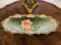 Antique Hand Painted Porcelain Bowl Pink Rose Design Ornate Gold Trim Art Nouveau Austrian Centerpiece Decorative Collectible Display Dish