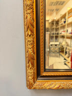 Antique Gilt Wood Mirror with Venetian Scene Painting, Ornate Gold Frame