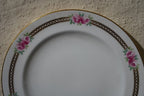 Vintage Wedgwood England Fine China Dinner Plates Set of 12 Featuring Pink Rose Garland Pattern Elegant Gold Trim Classic Floral Design