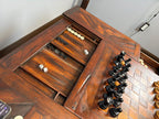 Antique Handcarved Walnut Chess Table, Backgammon Game by Theodore Alexander
