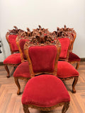 Vintage Carved Ornate Wood Eagle Crest Dining Chairs Renaissance Revival,  Set of 6 Chairs