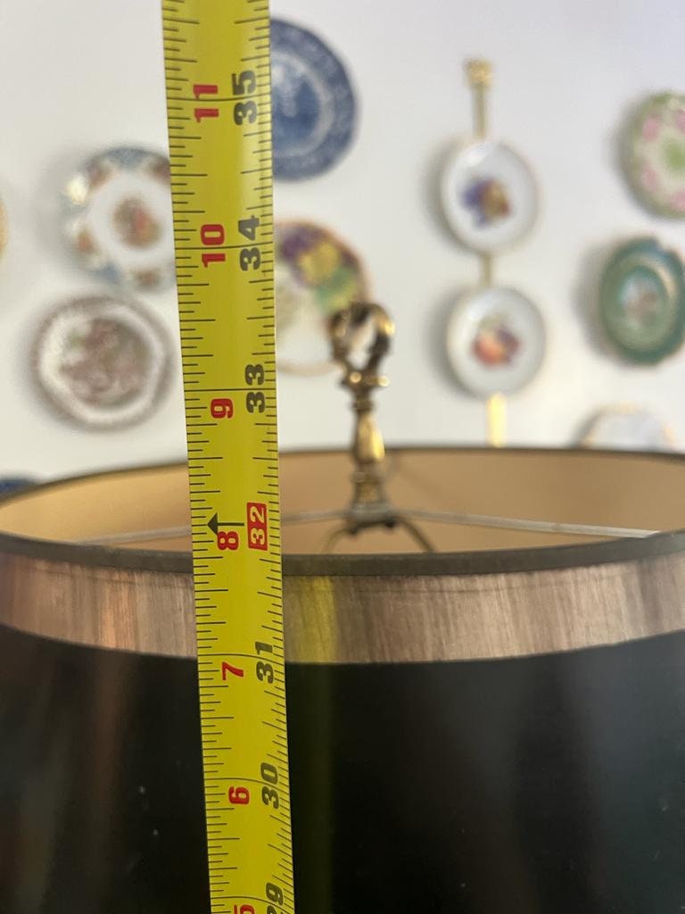 Vintage Tall Black and Gold Brass Table Lamp.Bouillotte Lamp