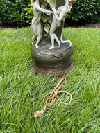 Art Nouveau German Porcelain Nymphs Figural Large Lamp