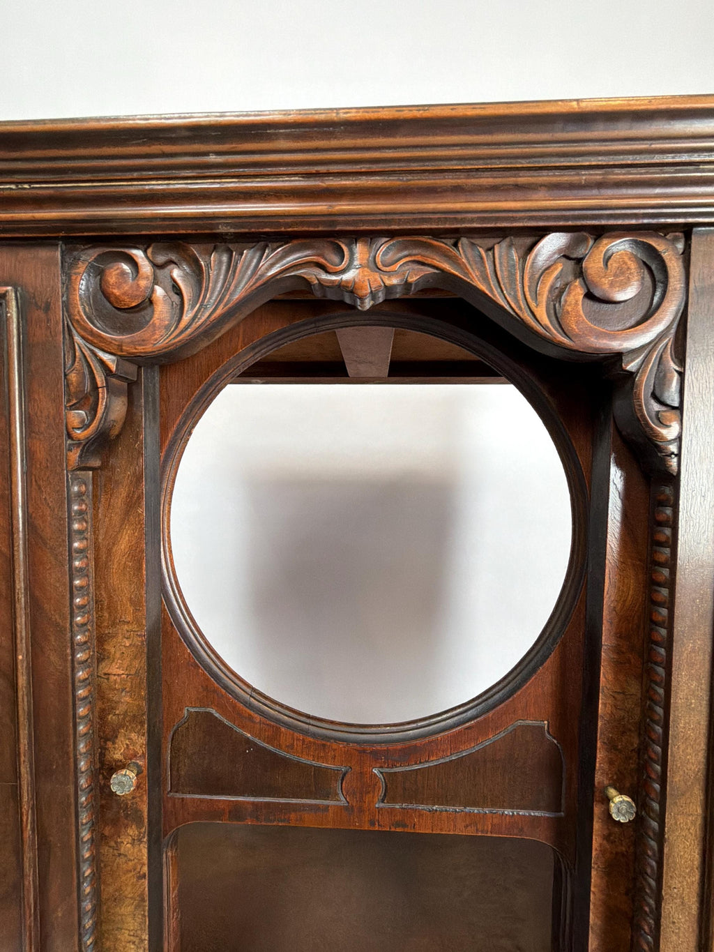 Antique Walnut Phonograph Cabinet: Jacobean Style Music Storage Furniture