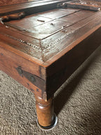 Antique Handcrafted Old Reclaimed Window Centre Table Coffee Table Bhurma Teak End Table Jarokha 1850s Unique Rustic Architectural Charm