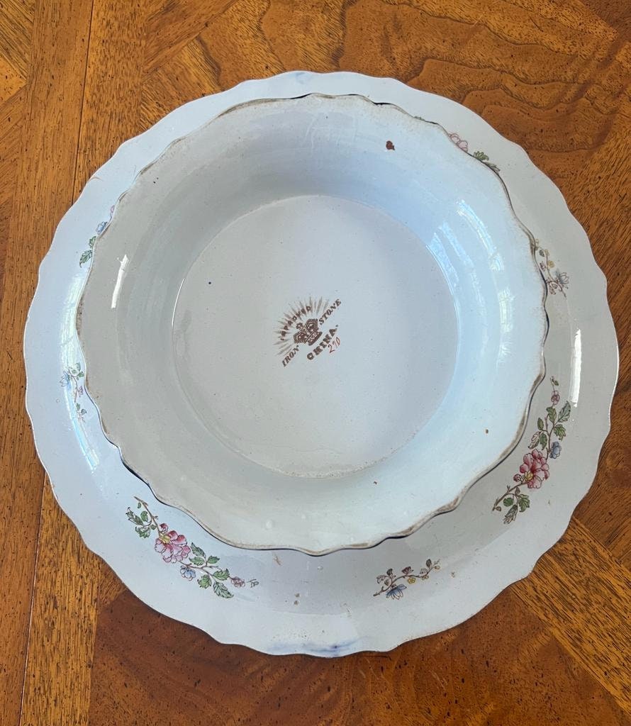 Collectible Antique Cake Plate Ironstone China Oriental Floral Platter Serving Dish Antique Hand Painted Round Plate Lunch Tableware Dish