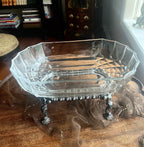 Vintage Art Deco Fluted Glass Dish Elegant Crystal Dish Heisey Bowl Silverplate Stand Centerpiece Jardiniere Fruit Bowl Vintage Glassware